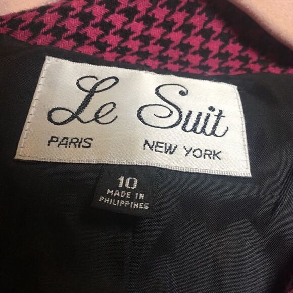 NWOT. LeSuit Brand Women’s Houndstooth Check Raspberry & Black Women’s 10 - Picture 7 of 14